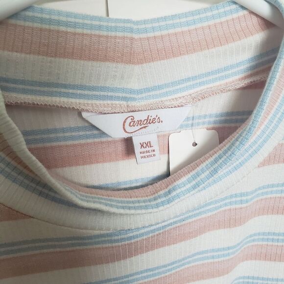 Candies Striped Mock Neck Tee - XXL - Picture 7 of 10